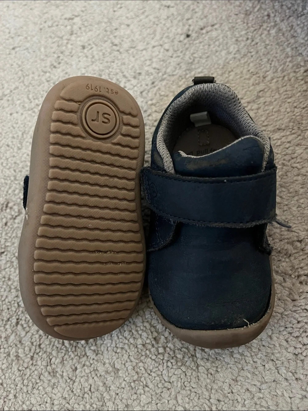 Stride Rite Navy Leather Baby Walker Shoes